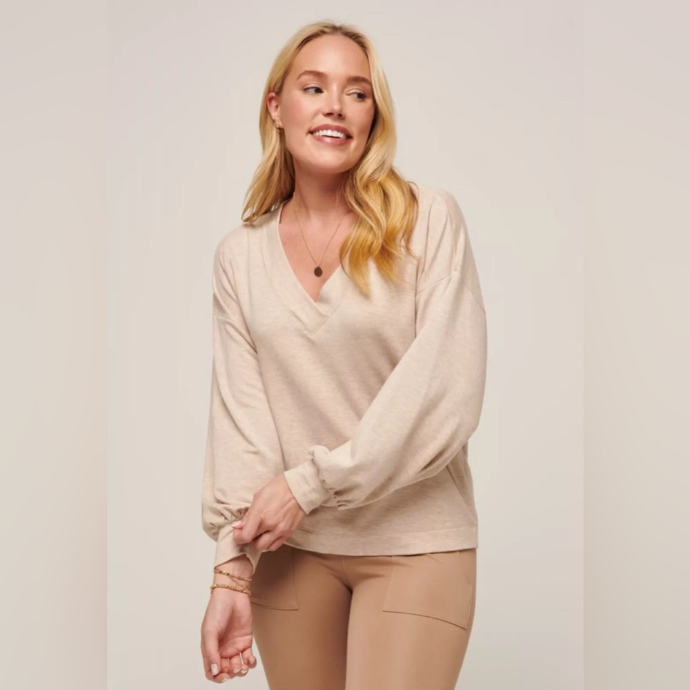 Travis Mathew VIP Treatment XXL Cloud Terry Vneck Heather Natural Comfort Soft